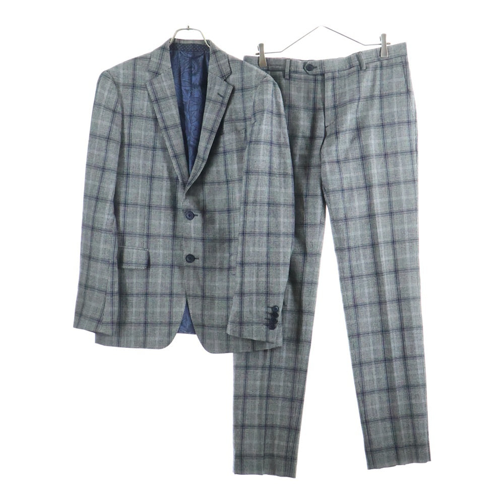 ETRO(エトロ) ウール チェック 2Bテーラードジャケット センタープレス スラックスパンツ セットアップ グレー