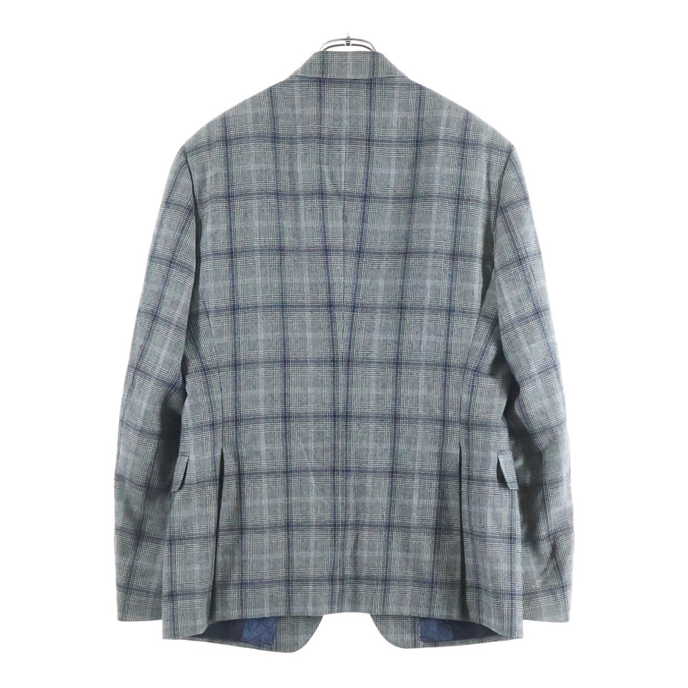 ETRO(エトロ) ウール チェック 2Bテーラードジャケット センタープレス スラックスパンツ セットアップ グレー