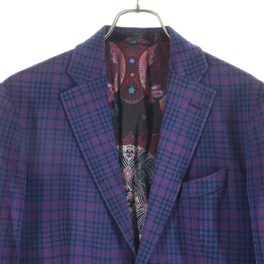 ETRO(エトロ) コットン 千鳥格子柄 2Bテーラードジャケット パープル