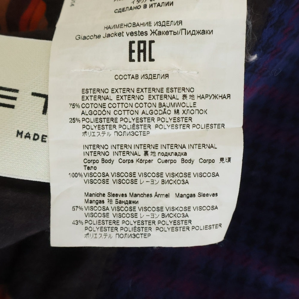 ETRO(エトロ) コットン 千鳥格子柄 2Bテーラードジャケット パープル