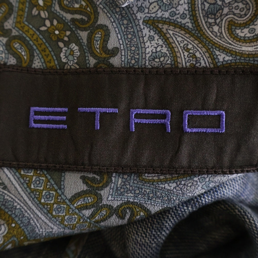 ETRO(エトロ) ウール混 チェック 2Bテーラードジャケット センタープレス スラックスパンツ セットアップ グレー