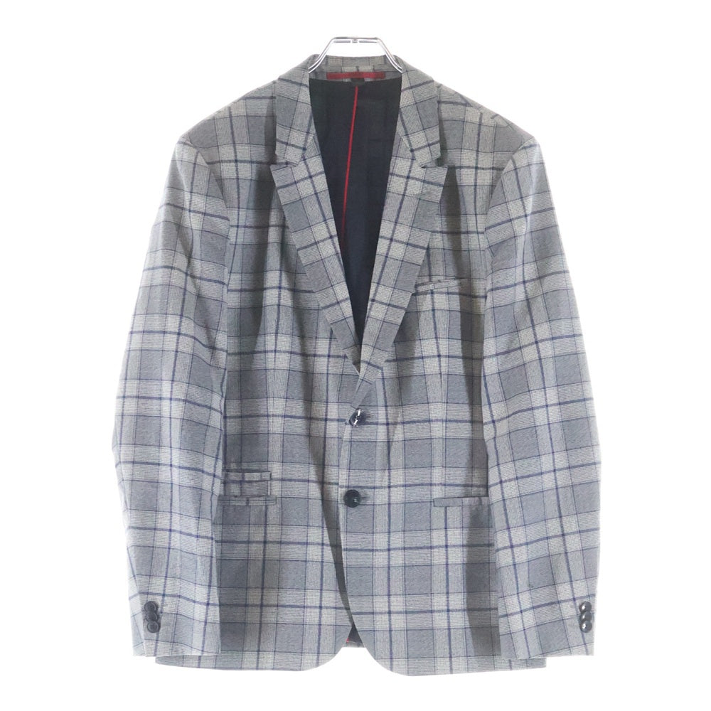 HUGO BOSS(ヒューゴボス) GUABELLO ウール チェック 2Bテーラードジャケット センタープレス スラックスパンツ セットアップ グレー