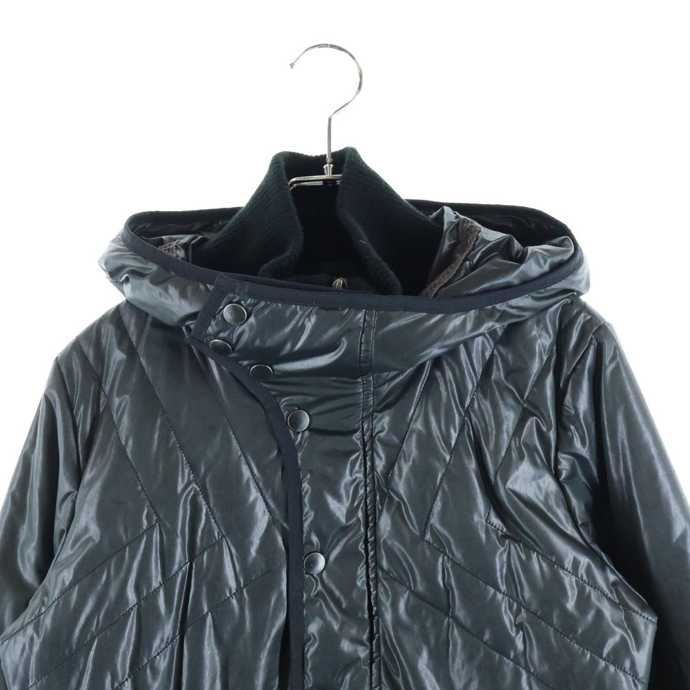 DIESEL(ディーゼル) 00S マルチポケット レースデザイン ニット切り替え ジップアップ 中綿ジャケット レディース ブラック