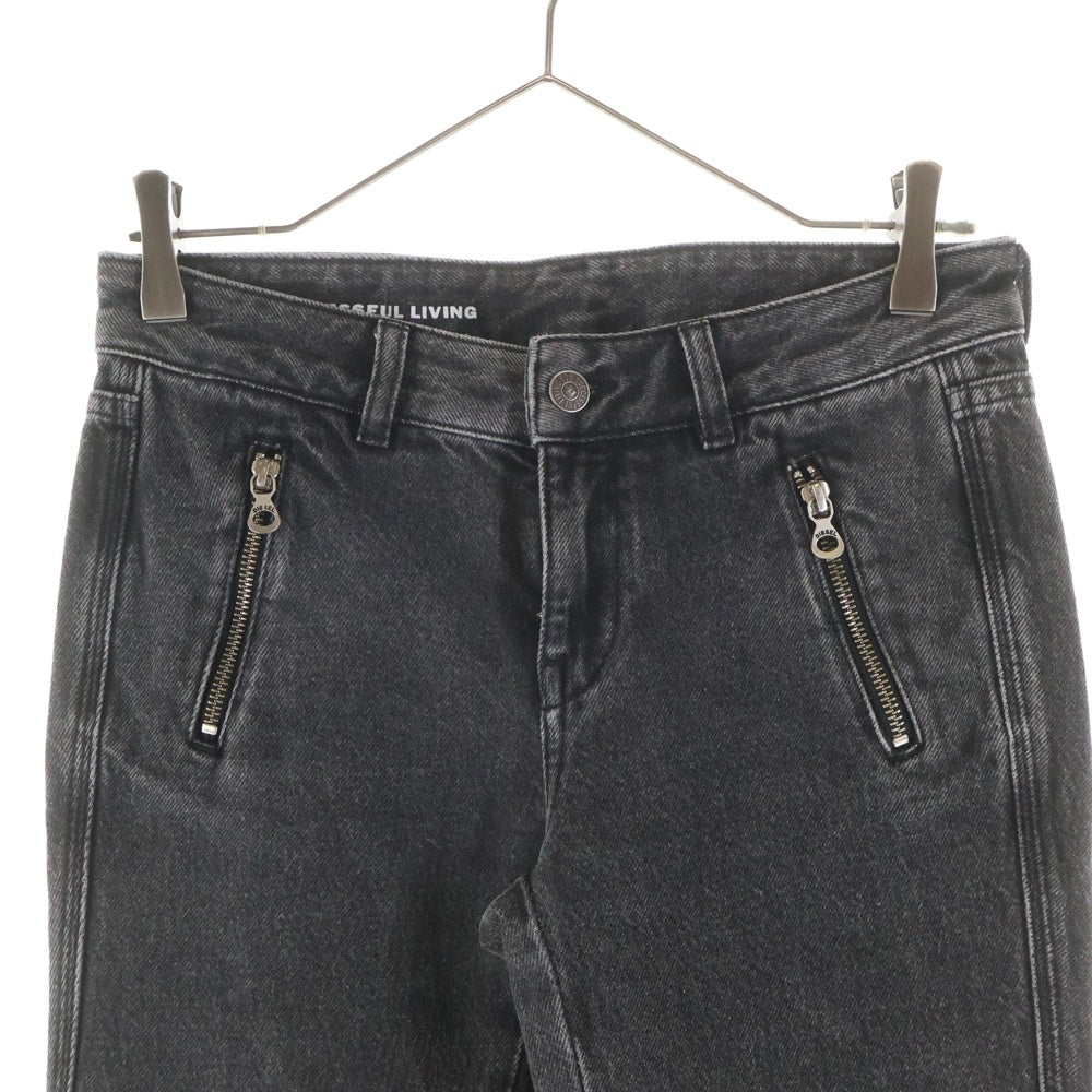 DIESEL(ディーゼル) 24AW D-POKY-S JEANS マルチポケット ロゴデザイン ジップアップ フレア デニムパンツ レディース ブラック A14739