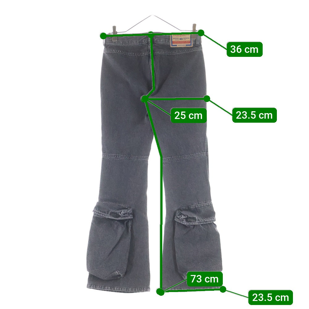 DIESEL(ディーゼル) 24AW D-POKY-S JEANS マルチポケット ロゴデザイン ジップアップ フレア デニムパンツ レディース ブラック A14739