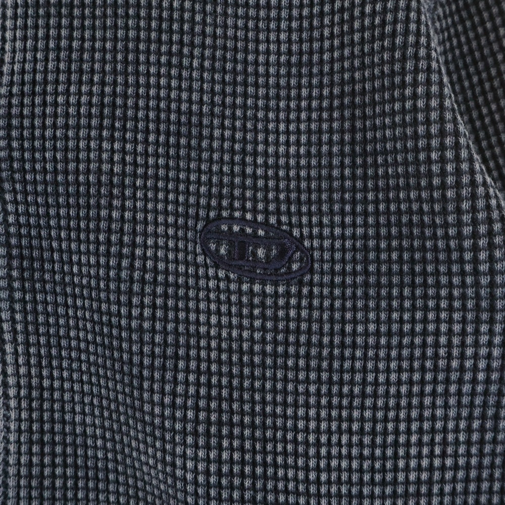 DIESEL(ディーゼル) WAFCOOL-ZIP-LS ワッフル生地 エンブロイダリーデザイン ジップアップ ニット カーディガン レディース ブルー A14881