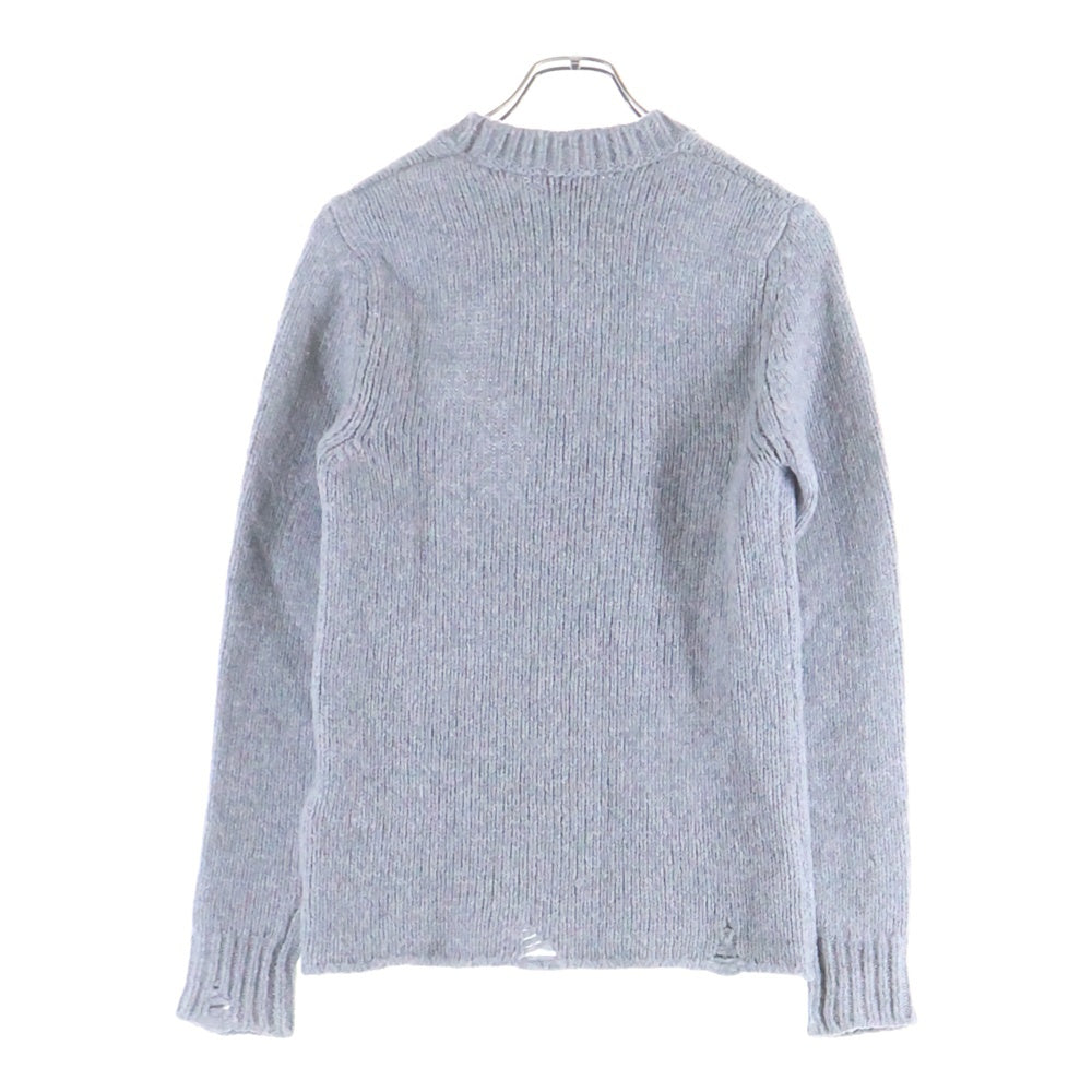 DIESEL(ディーゼル) クラッシュ加工 クルーネック ハイゲージ ニット セーター レディース グレー A15189