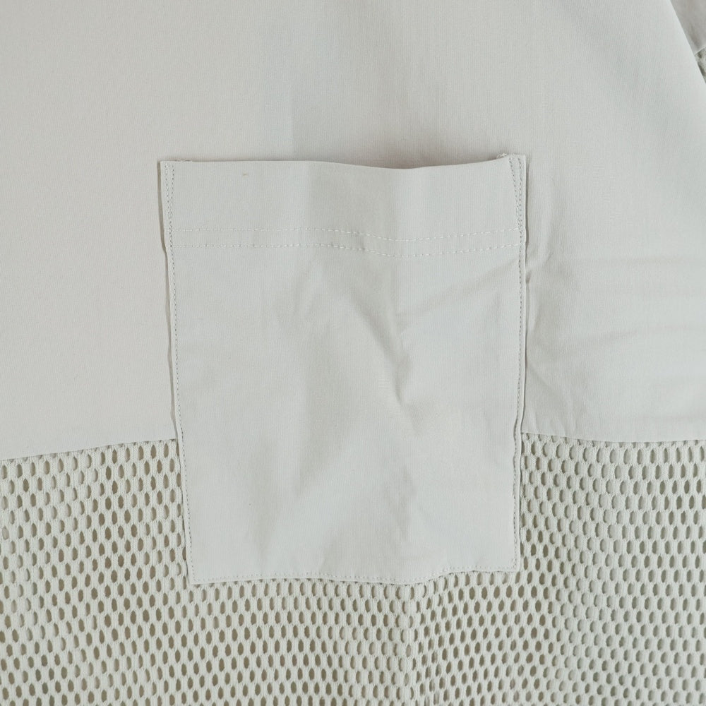 SHAREEF(シャリーフ) メッシュ切り替え クルーネック半袖ナイロンTシャツ カットソー グレー 21535030