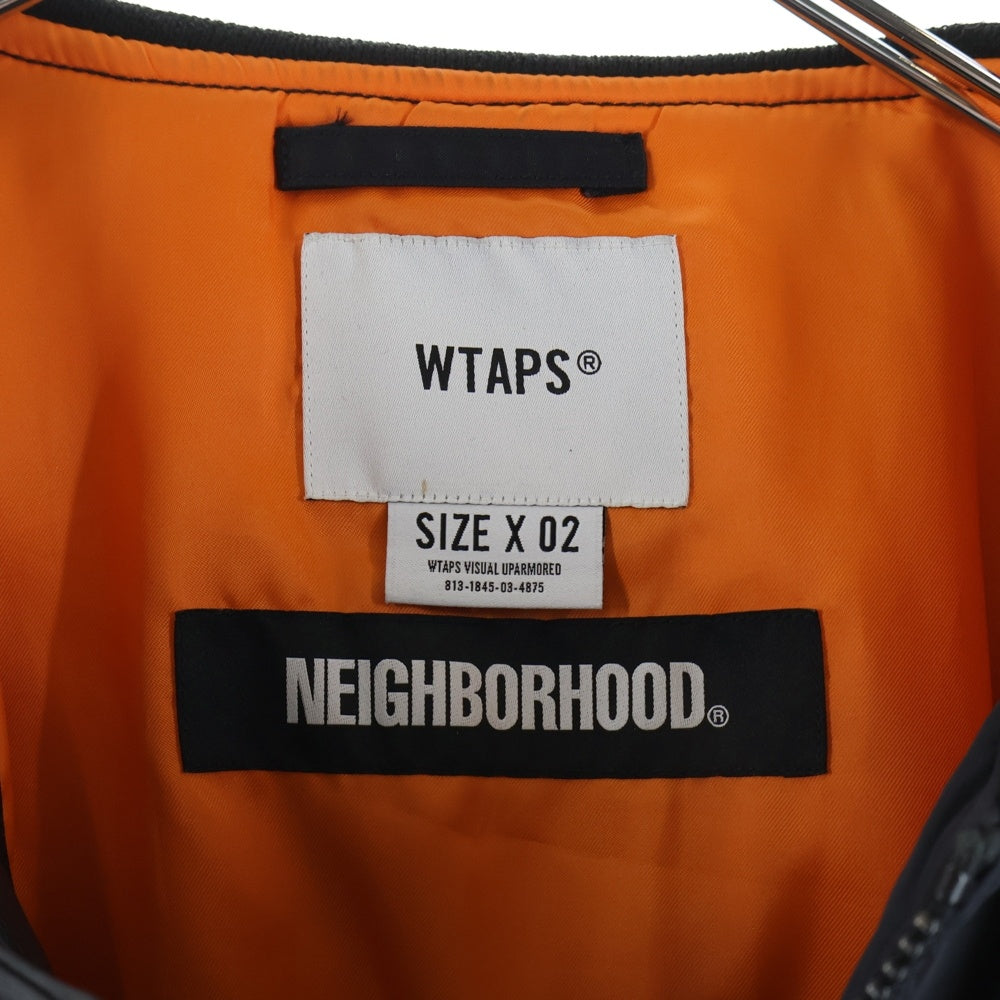 WTAPS(ダブルタップス) 19AW ×NEIGHBORHOOD W1 VE JACKET ネイバーフッド 異素材切替 MA-1 フライトジャケット ブラック 192BRNHD-JKM02S