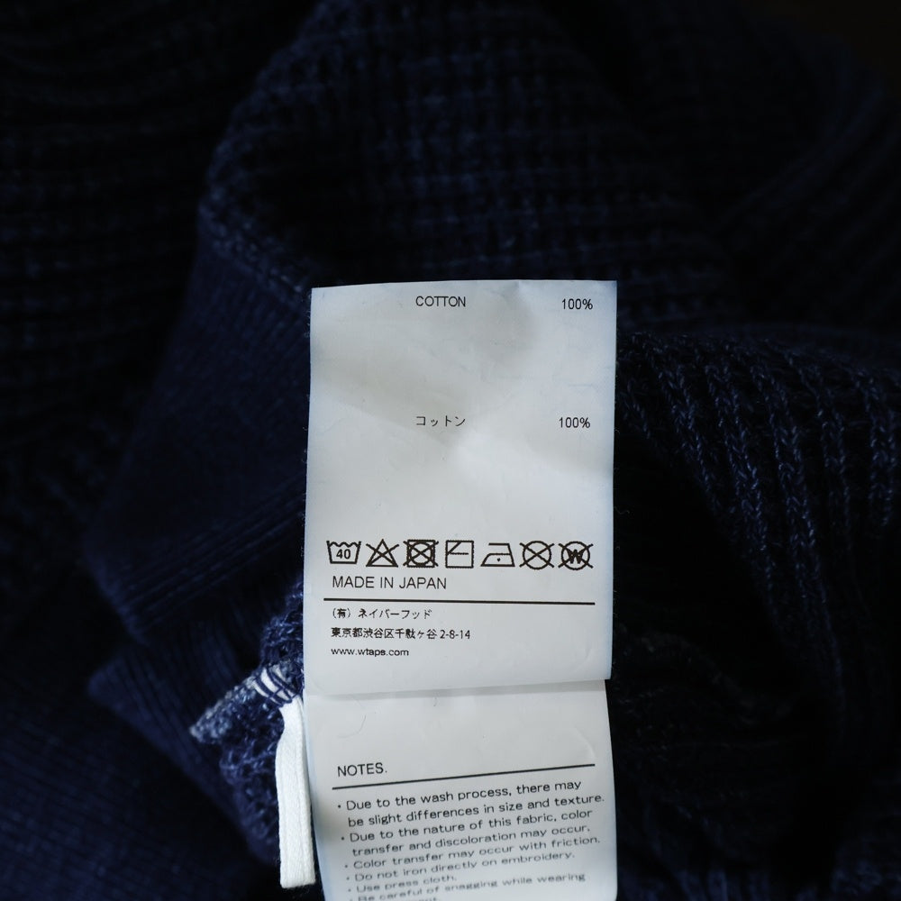 WTAPS(ダブルタップス) 22SS ワッフル クルーネック オーバーサイズ コットンニット セーター インディゴ 221ATDT-CSM36
