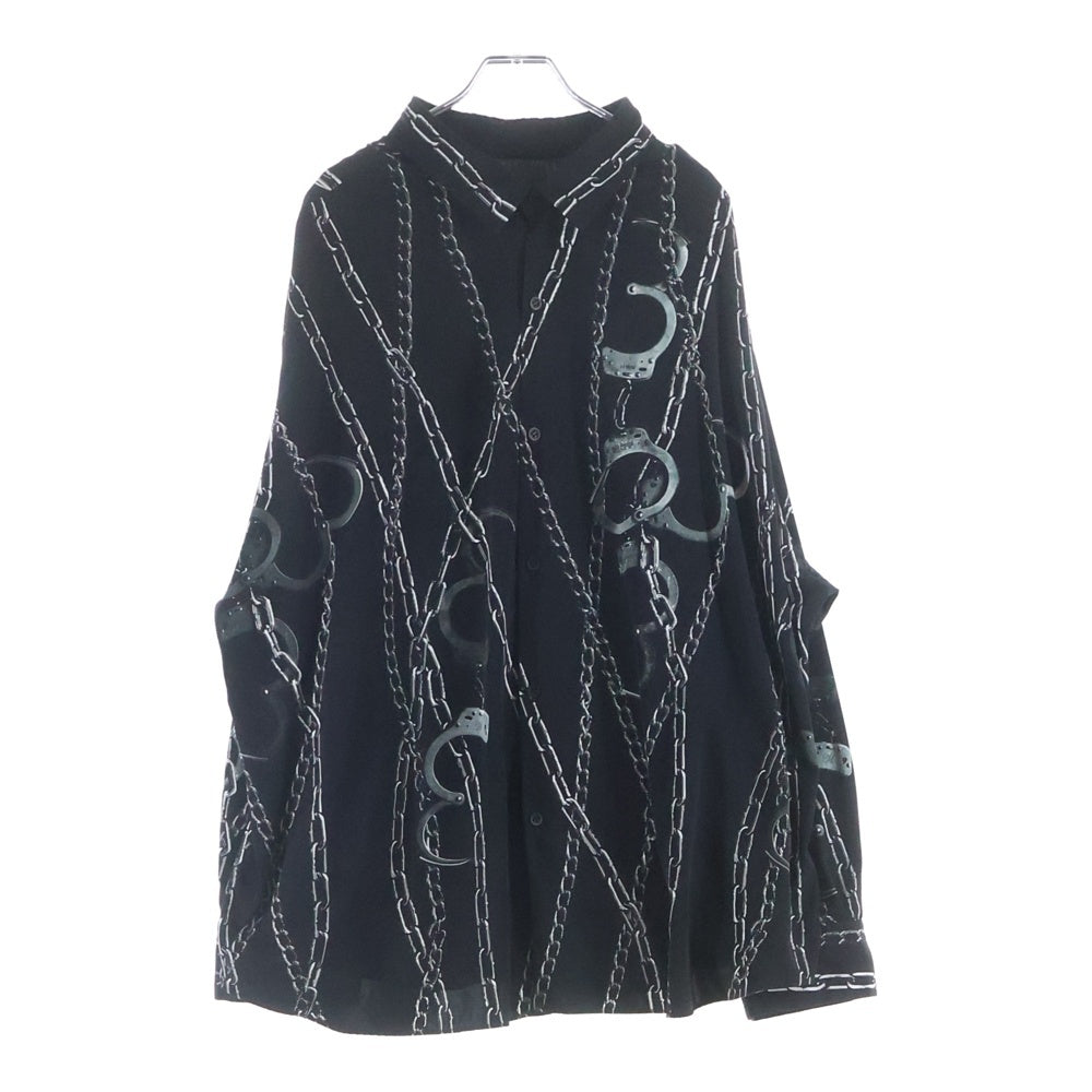 LAD MUSICIAN(ラッドミュージシャン) CHAIN AND HANDCUFF BACK FRONT SHIRT チェーンアンドハンドカフ バックフロント 長袖シャツ ブラック 2120-123