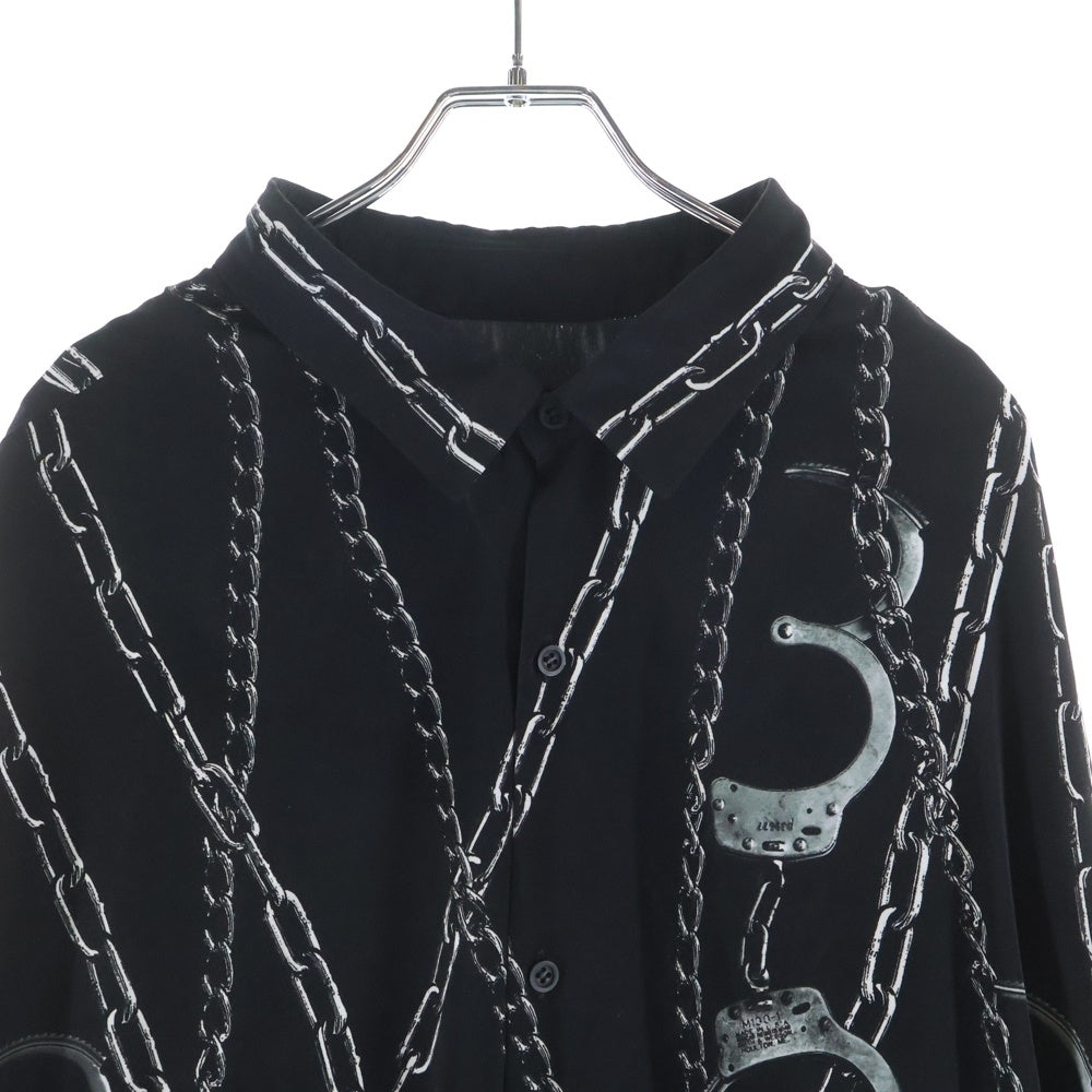 LAD MUSICIAN(ラッドミュージシャン) CHAIN AND HANDCUFF BACK FRONT SHIRT チェーンアンドハンドカフ バックフロント 長袖シャツ ブラック 2120-123
