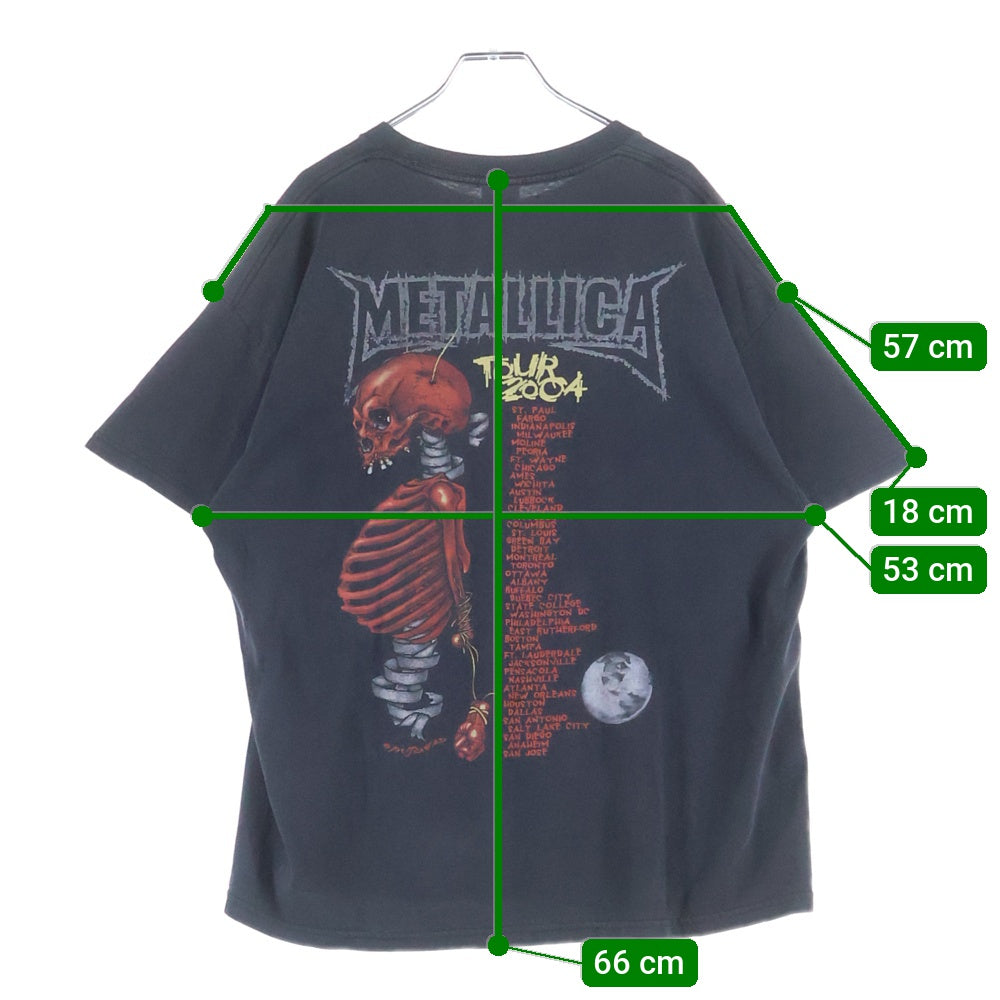 VINTAGE(ヴィンテージ) 00S VINTAGE METALLICA PUSHEAD 2004 MADLY IN ANGER WITH THE WORLD TOUR TENNESSEE RIVER メタリカ パスヘッド 両面プリント ワールドツアー半袖Tシャツ