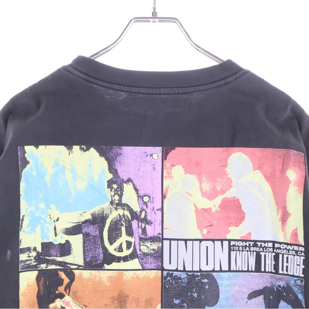 UNION(ユニオン) UPRISE L/S TEE フロントプリント クルーネック 長袖Tシャツ カットソー ブラック