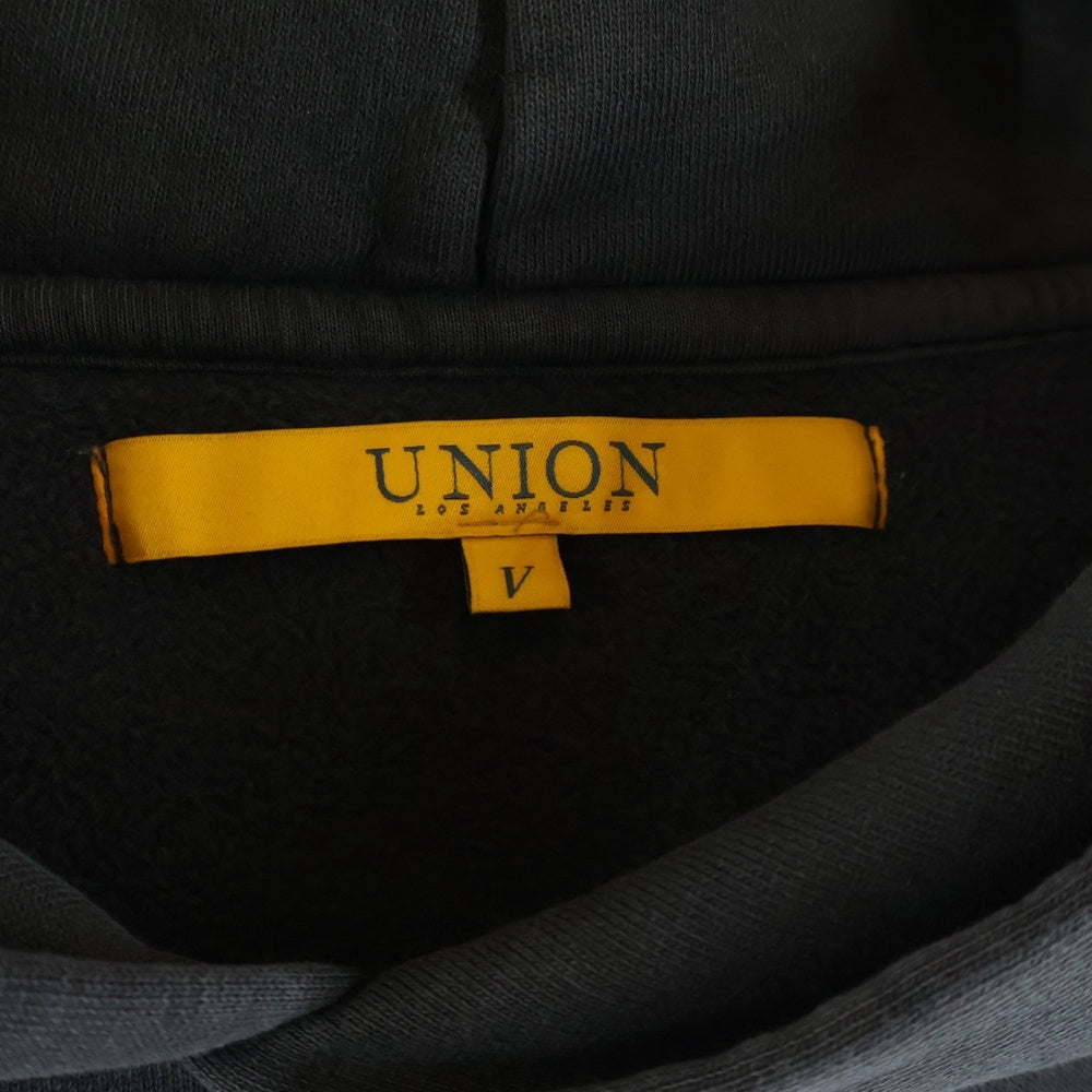 UNION(ユニオン) WARPED HOOD フロントロゴ スウェット プルオーバーパーカー ブラック