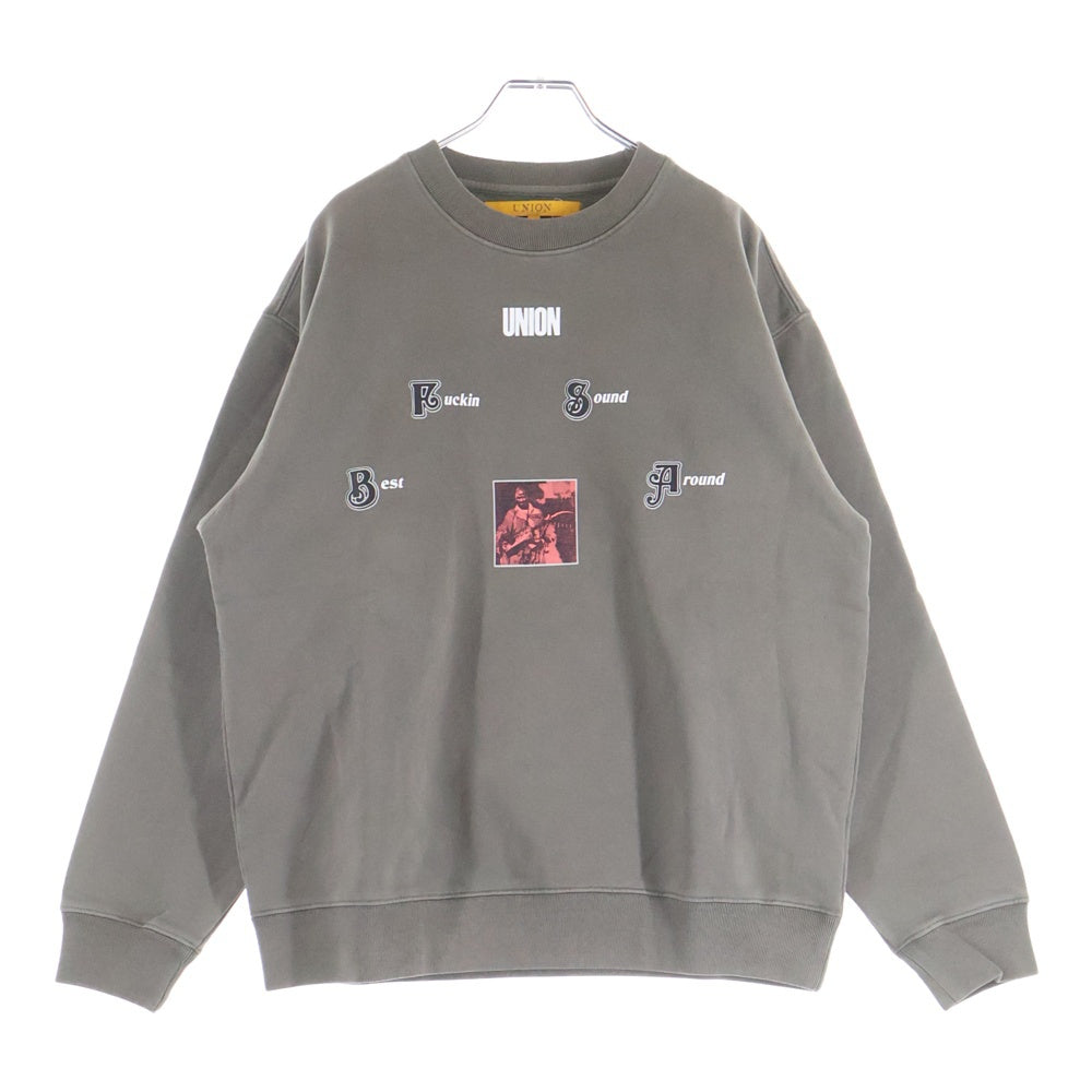 UNION(ユニオン) SOUND CREWNECK サウンド フロントプリント クルーネック スウェット トレーナー チャコールグレー