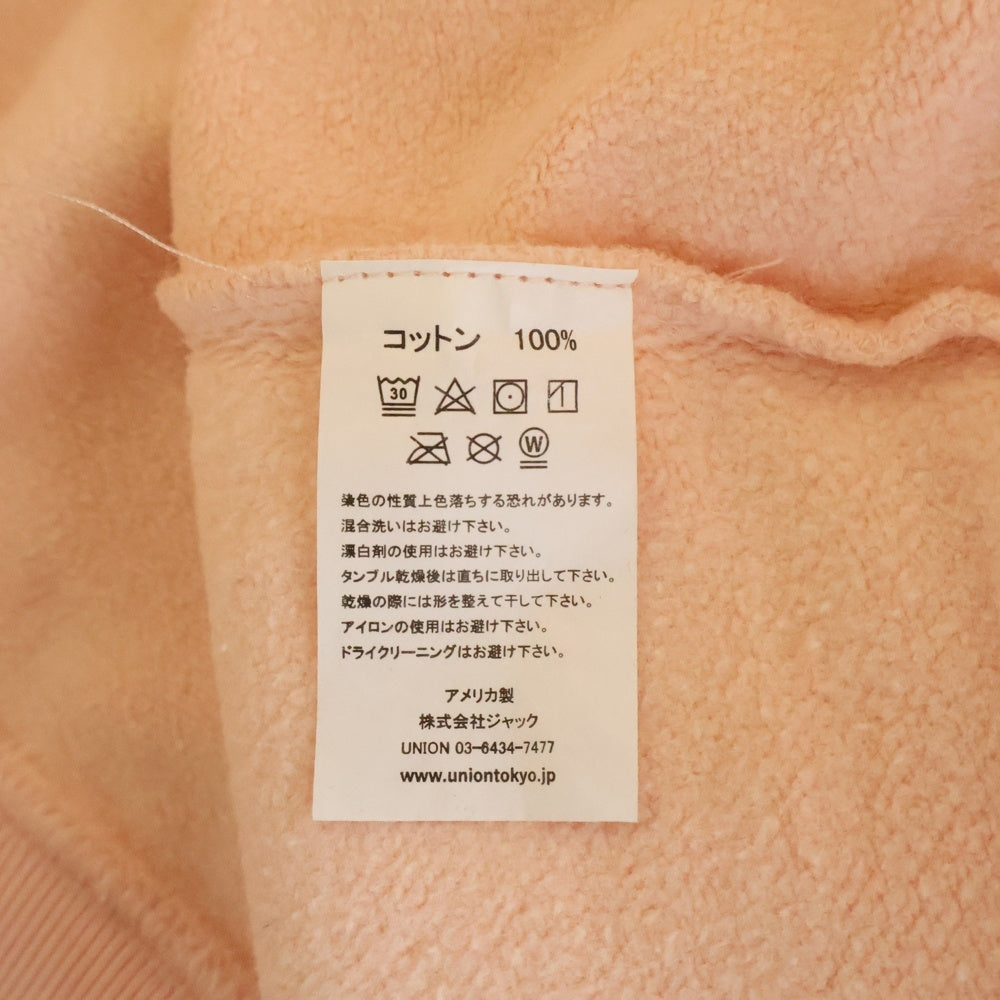 UNION(ユニオン) UNLA CREWNECK 両面プリント クルーネック スウェット トレーナー ピンク