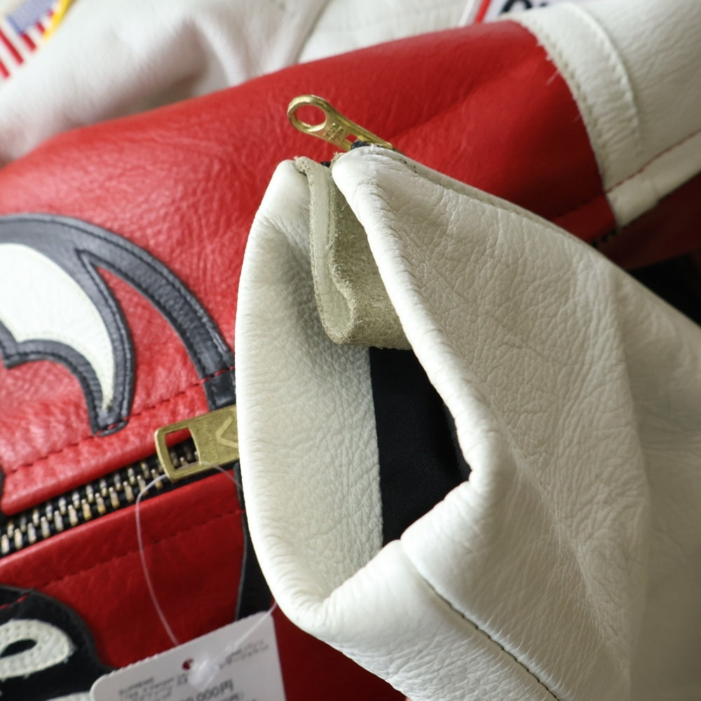 SUPREME(シュプリーム) 17SS ×Vanson Leather Star Jacket バンソン ロゴワッペン スターパッチ レザージャケット ホワイト/レッド