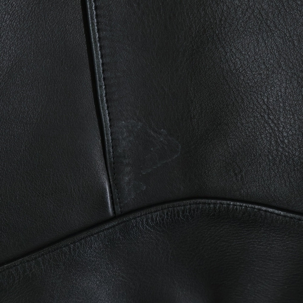 UNUSED(アンユーズド) 15AW カウレザー セミダブルライダース 裏地キルティング レザージャケット 牛革 ブラック US1304