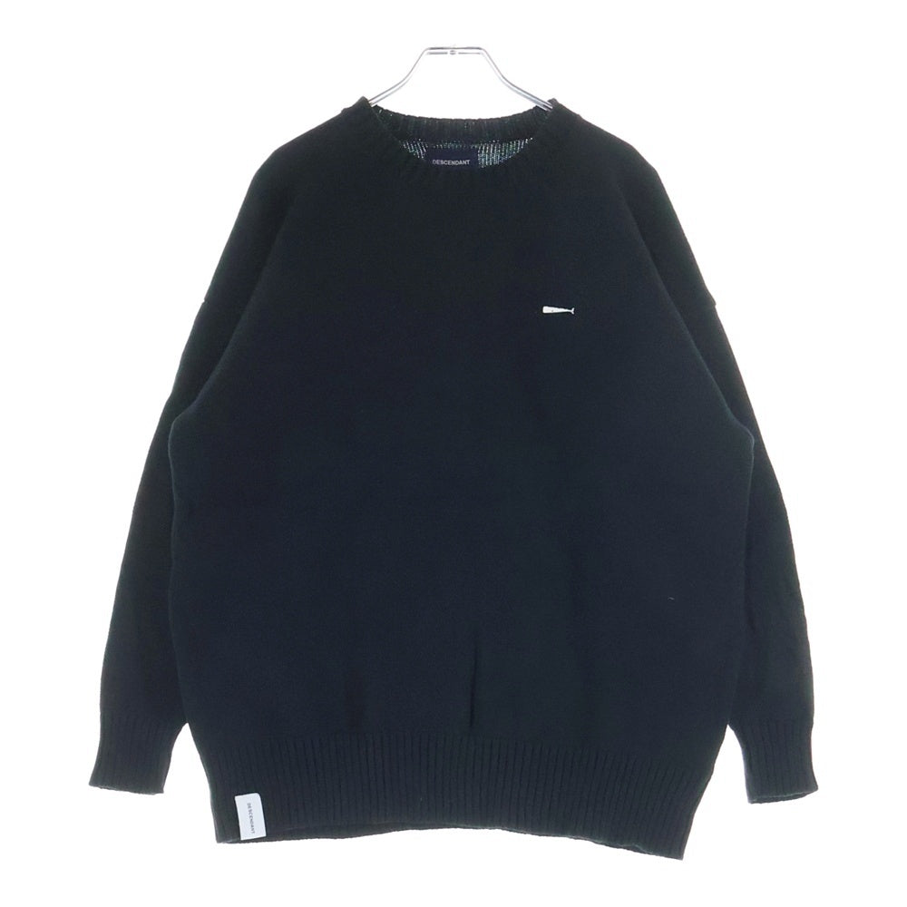 DESCENDANT(ディセンダント) フロントロゴエンブロイダリー クルーネック ニットスウェット セーター ブラック