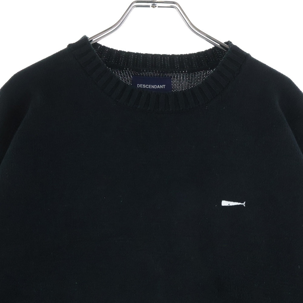 DESCENDANT(ディセンダント) フロントロゴエンブロイダリー クルーネック ニットスウェット セーター ブラック