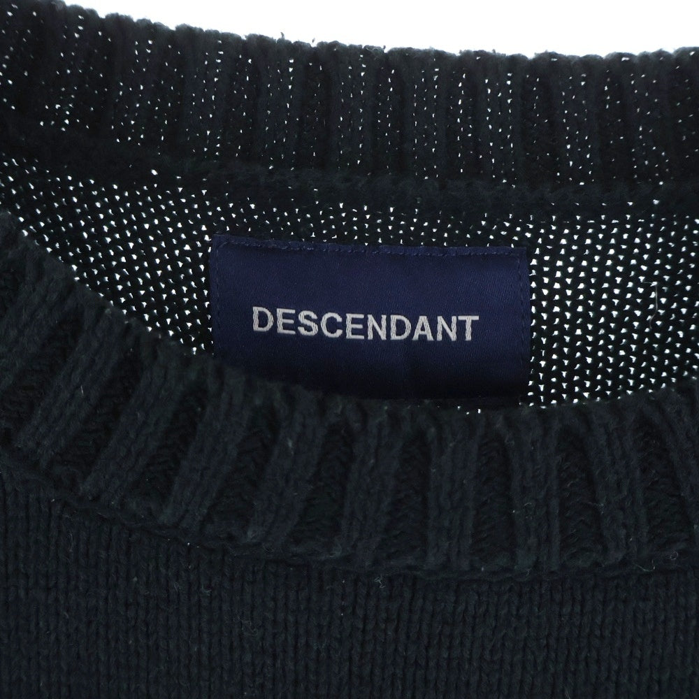 DESCENDANT(ディセンダント) フロントロゴエンブロイダリー クルーネック ニットスウェット セーター ブラック