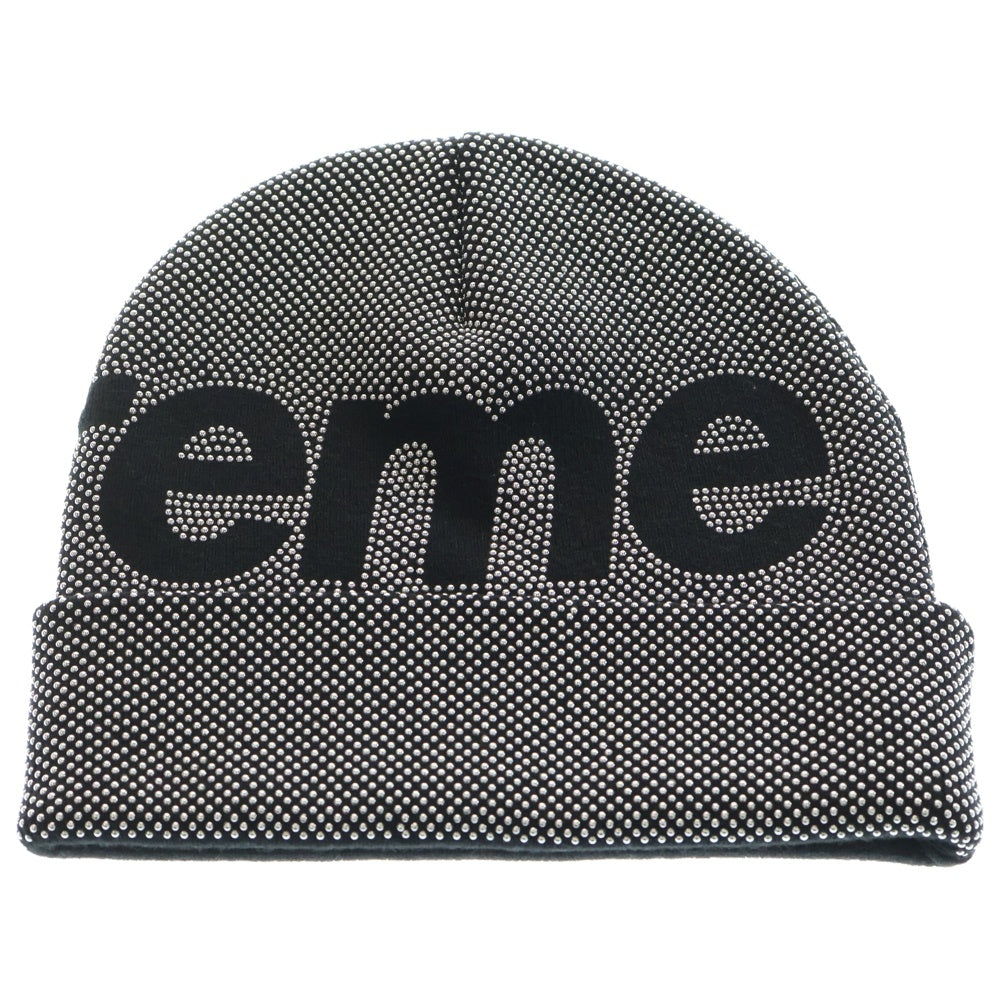 SUPREME(シュプリーム) 25AW Studded Knockout Big Logo Beanie スタッズ ノックアウト ビッグ ロゴ ビーニー 帽子 キャップ ブラック