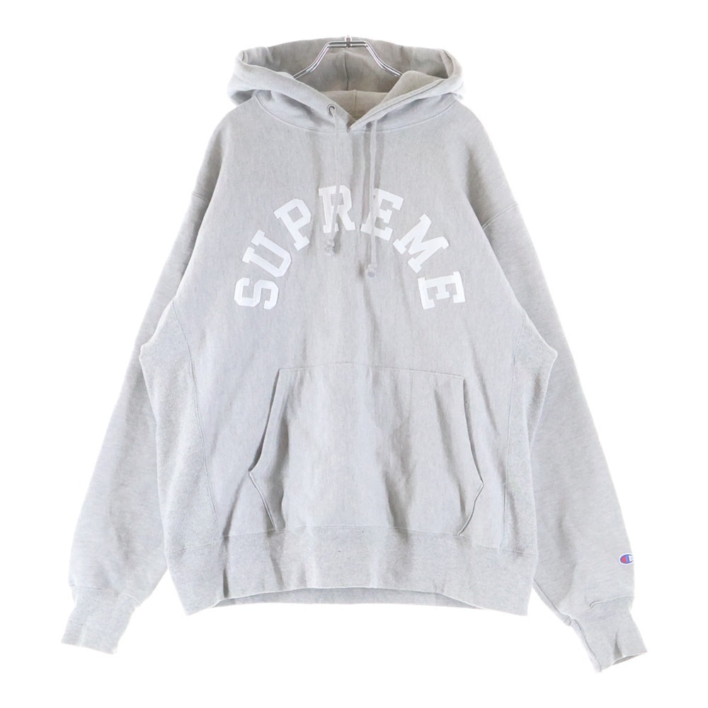 SUPREME(シュプリーム) 25SS ×Champion Hooded Sweatshirt アーチロゴ スウェット プルオーバーパーカー グレー