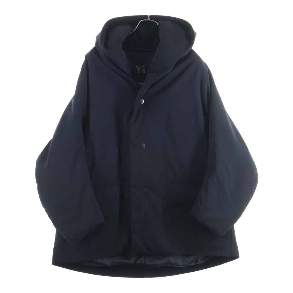 Y's(ワイズ) U-裁ち出し フーデッド ウールポリ 中綿コート ブラック レディース YC-C15-108