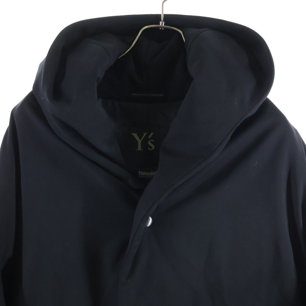 Y's(ワイズ) U-裁ち出し フーデッド ウールポリ 中綿コート ブラック レディース YC-C15-108