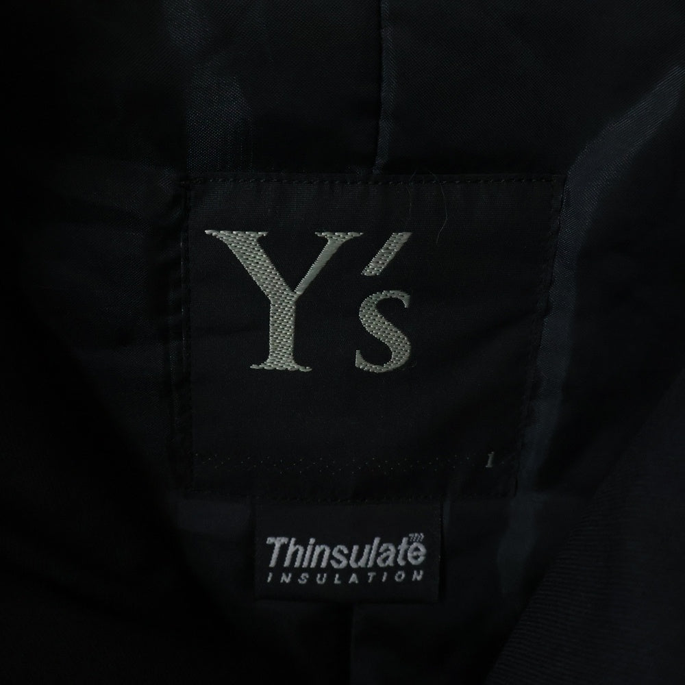 Y's(ワイズ) U-裁ち出し フーデッド ウールポリ 中綿コート ブラック レディース YC-C15-108