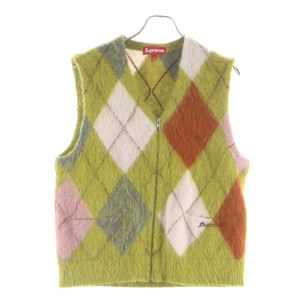 SUPREME(シュプリーム) 24SS Brushed Argyle Zip Up Vest ブラッシュド アーガイル ジップアップニットベスト グリーン