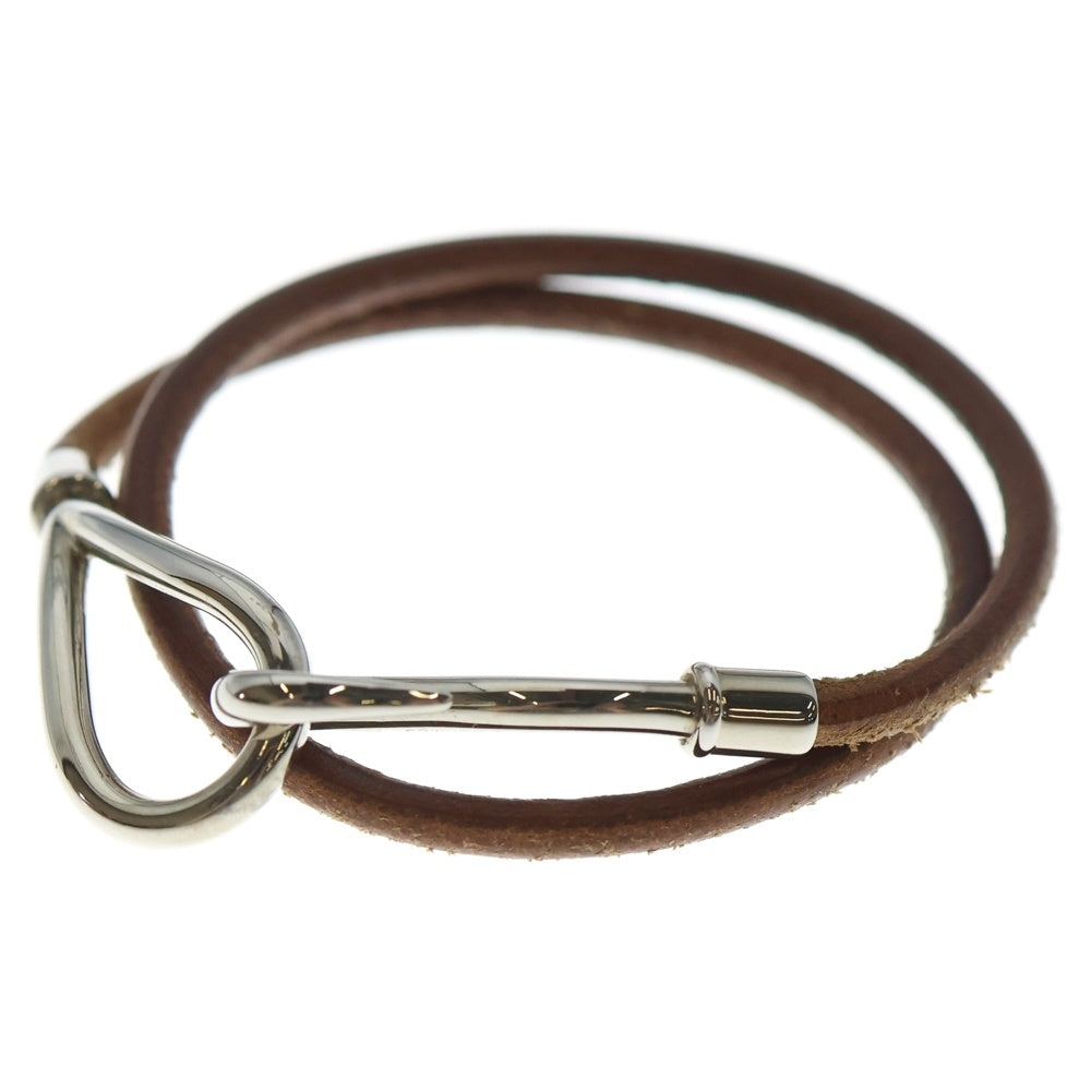 HERMES(エルメス) ジャンボ レザーチョーカー ネックレス ブレスレット シルバー/ブラウン