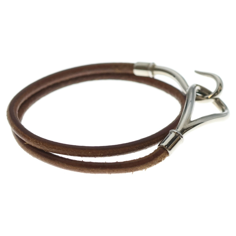 HERMES(エルメス) ジャンボ レザーチョーカー ネックレス ブレスレット シルバー/ブラウン