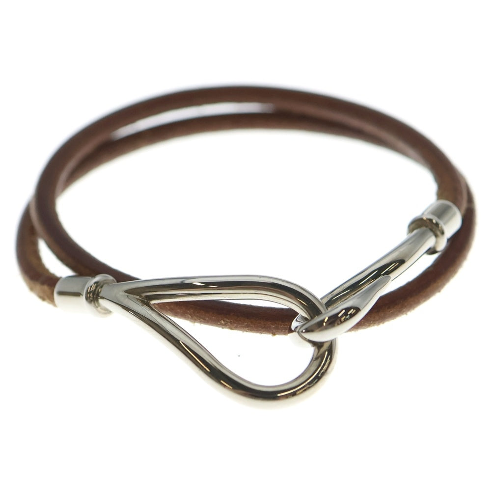 HERMES(エルメス) ジャンボ レザーチョーカー ネックレス ブレスレット シルバー/ブラウン