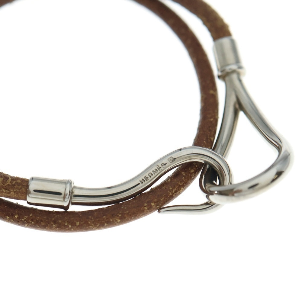 HERMES(エルメス) ジャンボ レザーチョーカー ネックレス ブレスレット シルバー/ブラウン