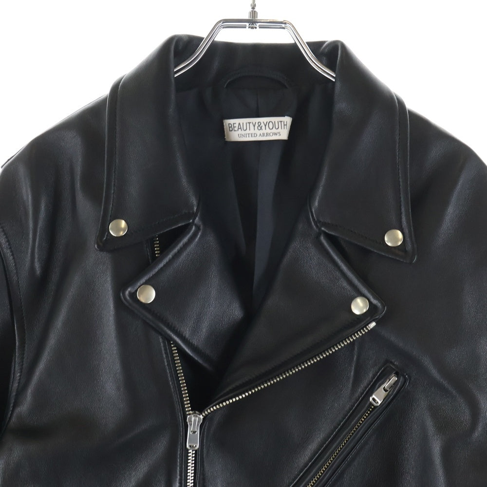 BEAUTY&YOUTH UNITED ARROWS(ビューティーアンドユースユナイテッドアローズ) シープレザー ダブルライダースジャケット ブラック 1225-199-9689