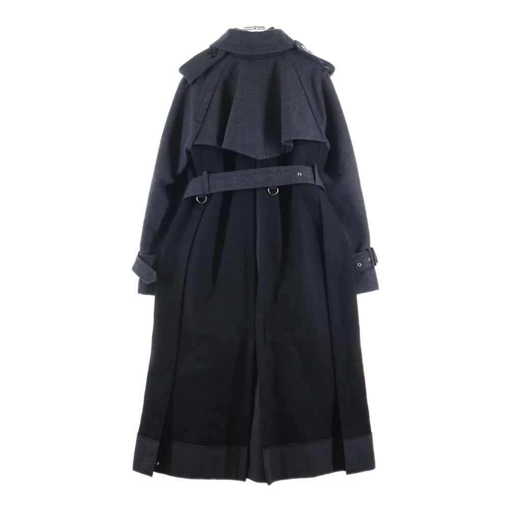 Sacai(サカイ) 22AW チェック柄 ボンディングロングコート レディース