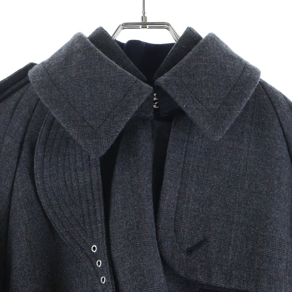 Sacai(サカイ) 22AW チェック柄 ボンディングロングコート レディース グレー 22-06265