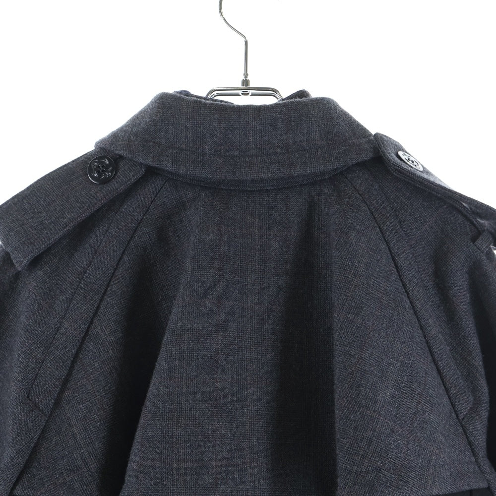 Sacai(サカイ) 22AW チェック柄 ボンディングロングコート レディース グレー 22-06265