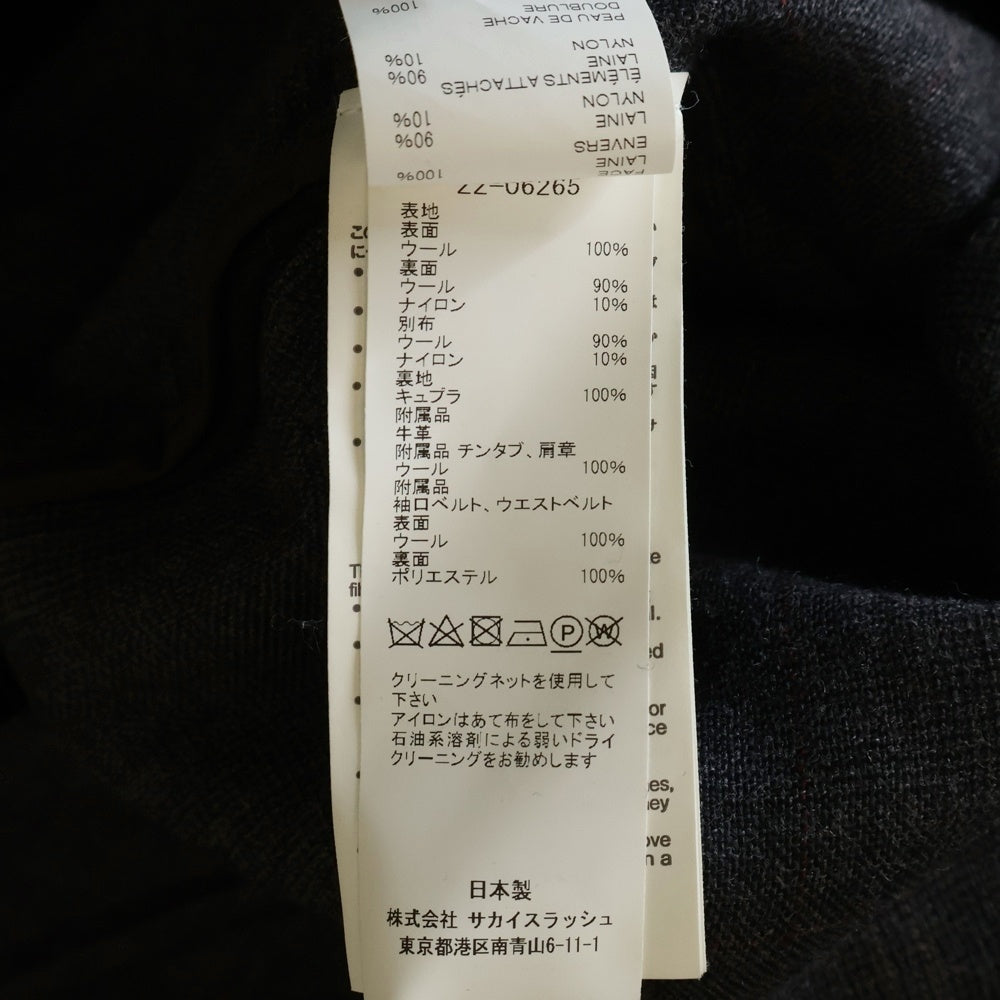 Sacai(サカイ) 22AW チェック柄 ボンディングロングコート レディース グレー 22-06265