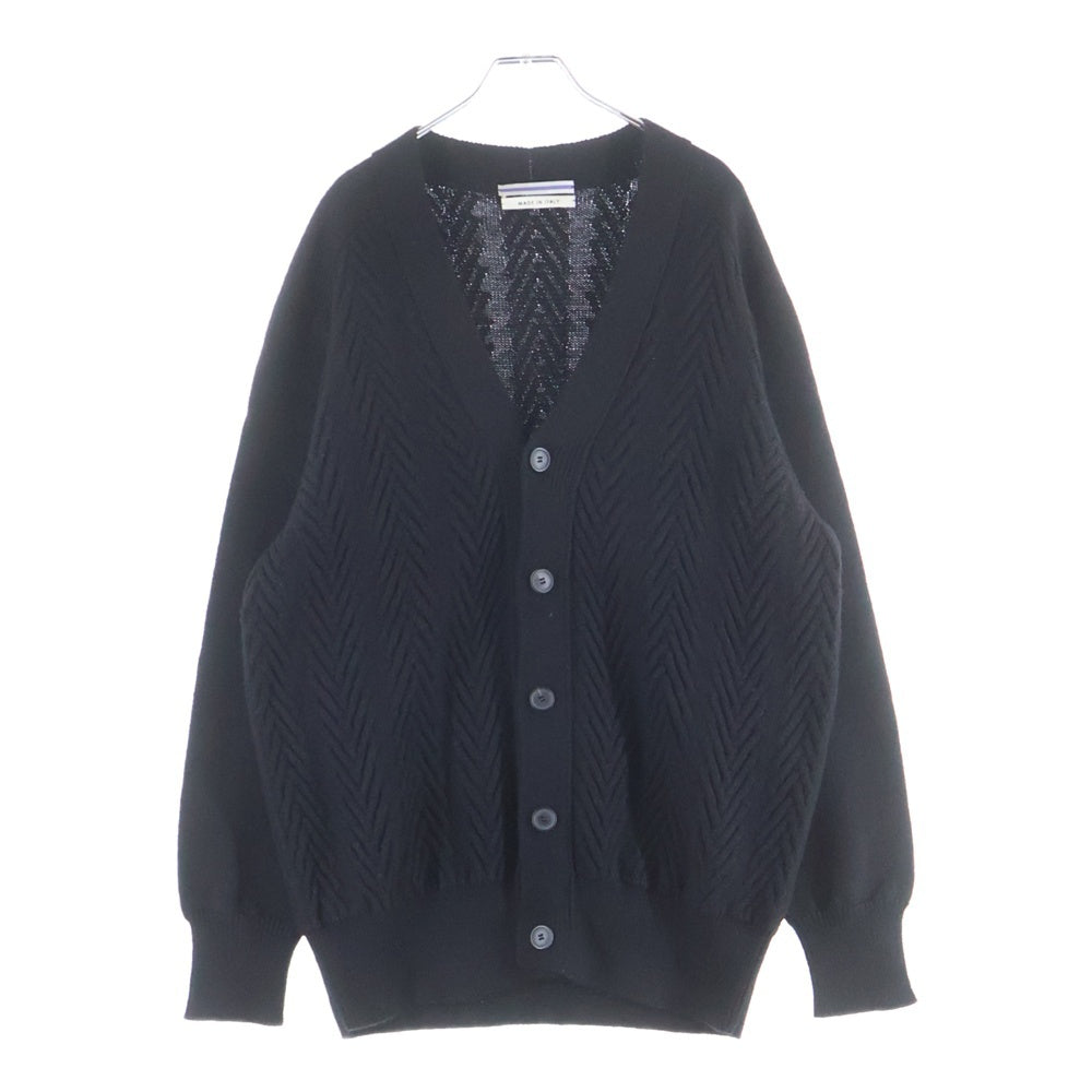 CristaSeya(クリスタセヤ) ヘリンボーン ウール ニット カーディガン ブラック