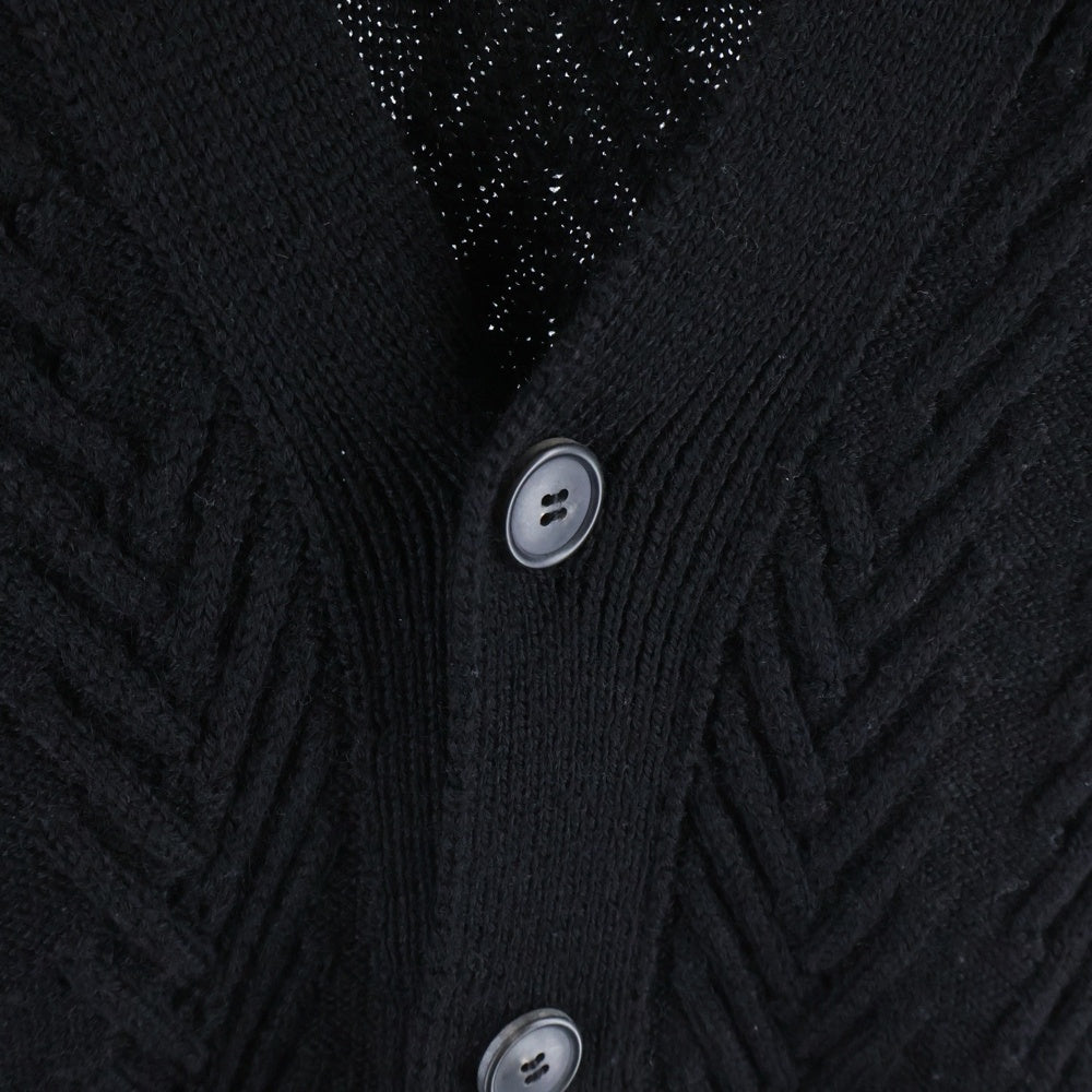 CristaSeya(クリスタセヤ) ヘリンボーン ウール ニット カーディガン ブラック