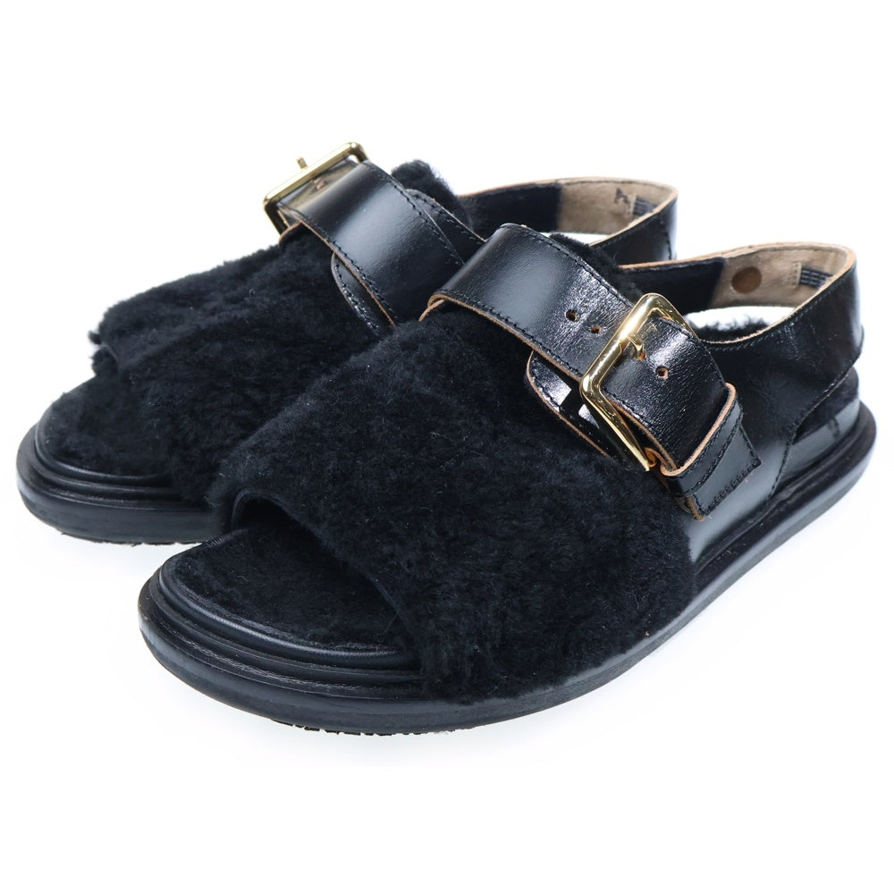 【美品】MARNI マルニ　フスベット　レザーサンダル　ブラック　37 箱付き 美品】MARNI マルニ フスベット レザーサンダル ブラック 37 箱付きの