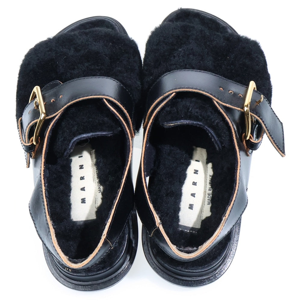 MARNI(マルニ) ボア レザー サンダル シューズ レディース ブラック