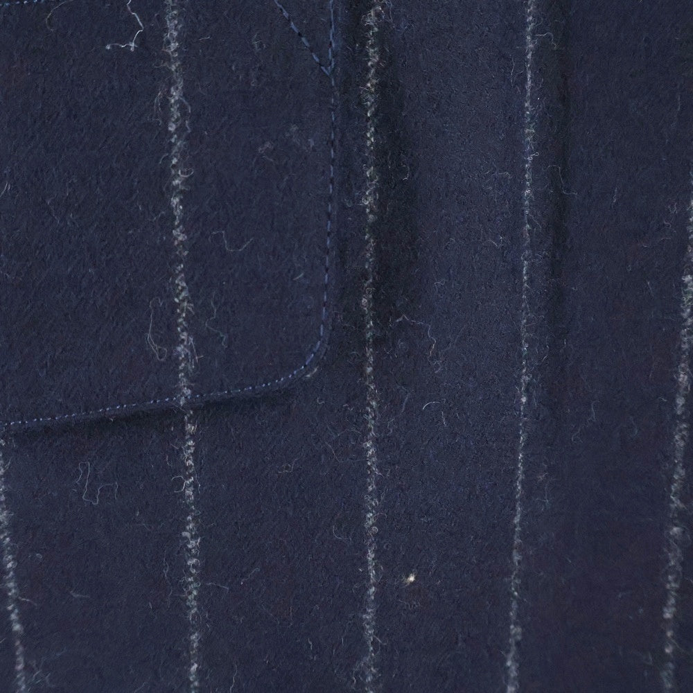 MACKINTOSH(マッキントッシュ) ×FOX BROTHERS フォックスブラザーズ ウール ストライプ フーデッドロングコート ネイビー