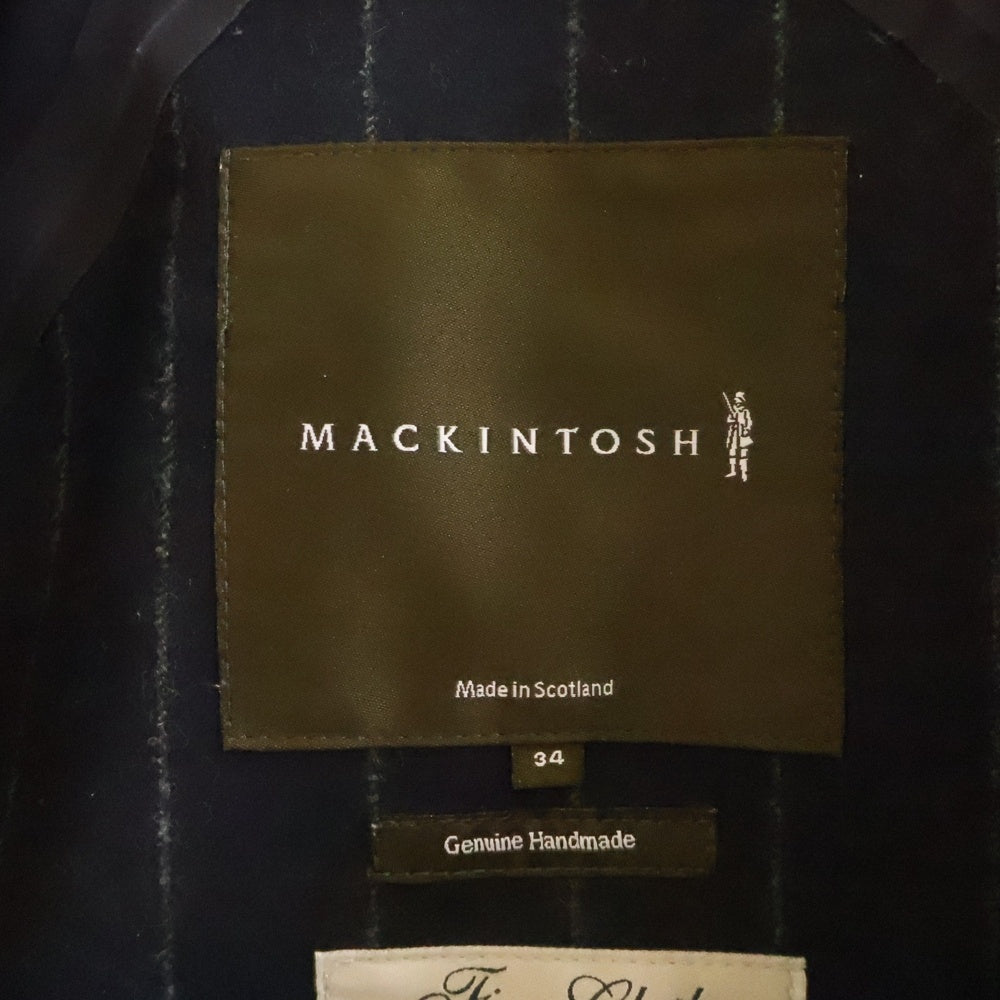 MACKINTOSH(マッキントッシュ) ×FOX BROTHERS フォックスブラザーズ ウール ストライプ フーデッドロングコート ネイビー