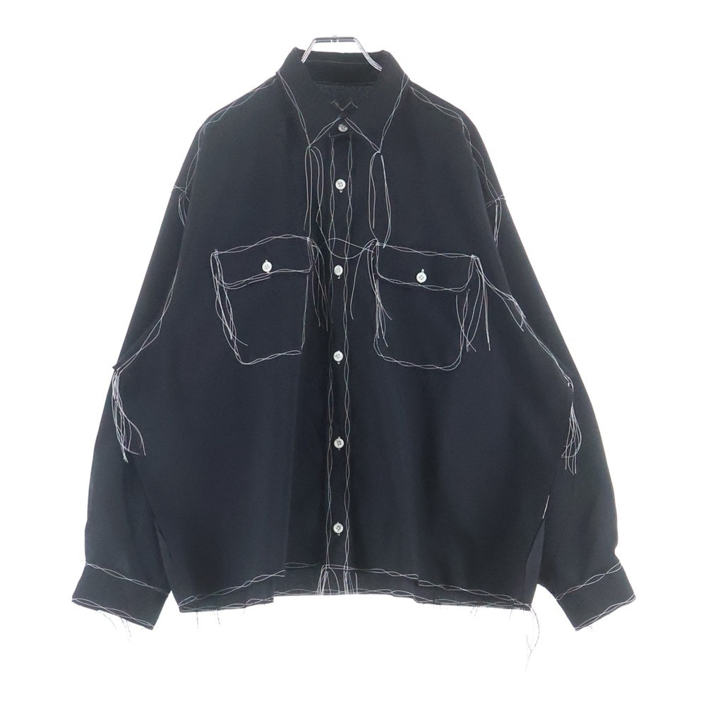 NO BRAND(ノーブランド) 25SS LQUARTET エルカルテット ステッチ デザイン 長袖 シャツ ブラック LQ25SS-LS-012