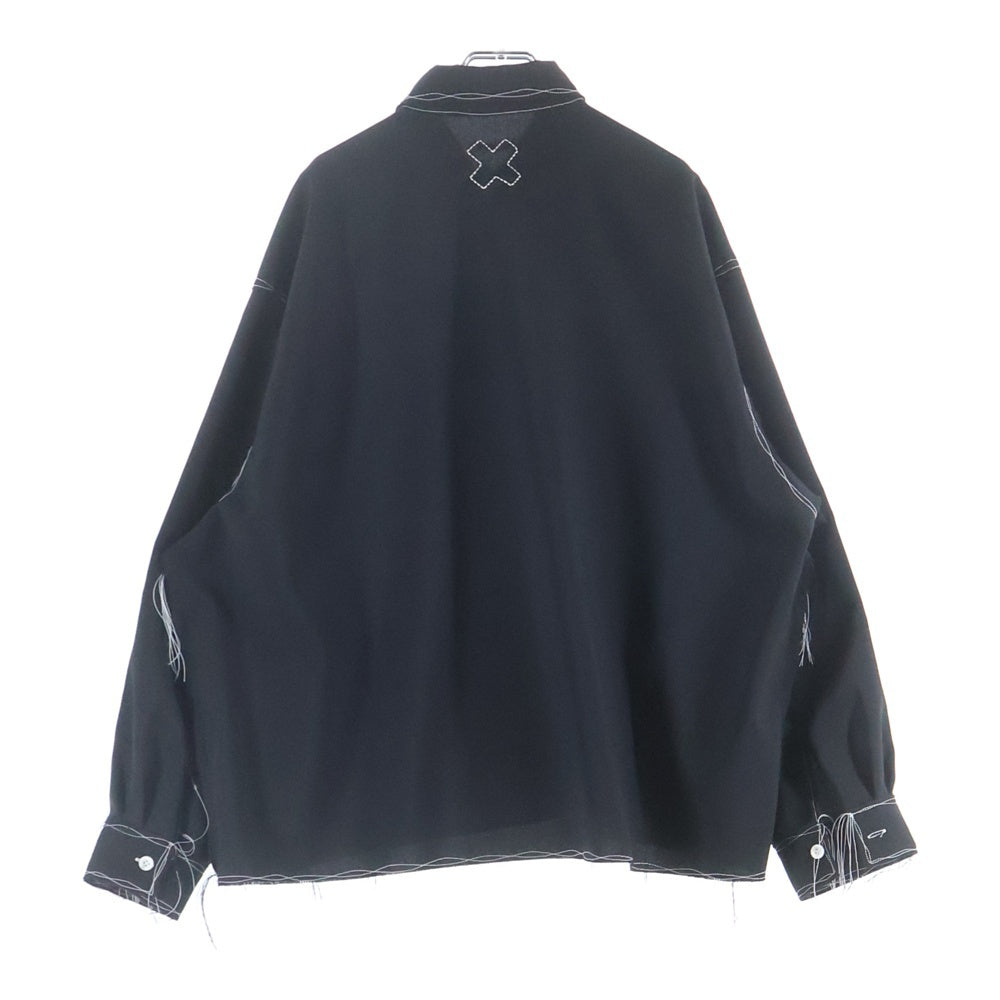 NO BRAND(ノーブランド) 25SS LQUARTET エルカルテット ステッチ デザイン 長袖 シャツ ブラック LQ25SS-LS-012