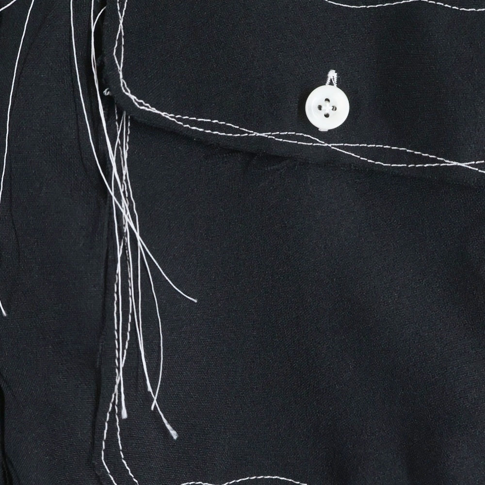 NO BRAND(ノーブランド) 25SS LQUARTET エルカルテット ステッチ デザイン 長袖 シャツ ブラック LQ25SS-LS-012